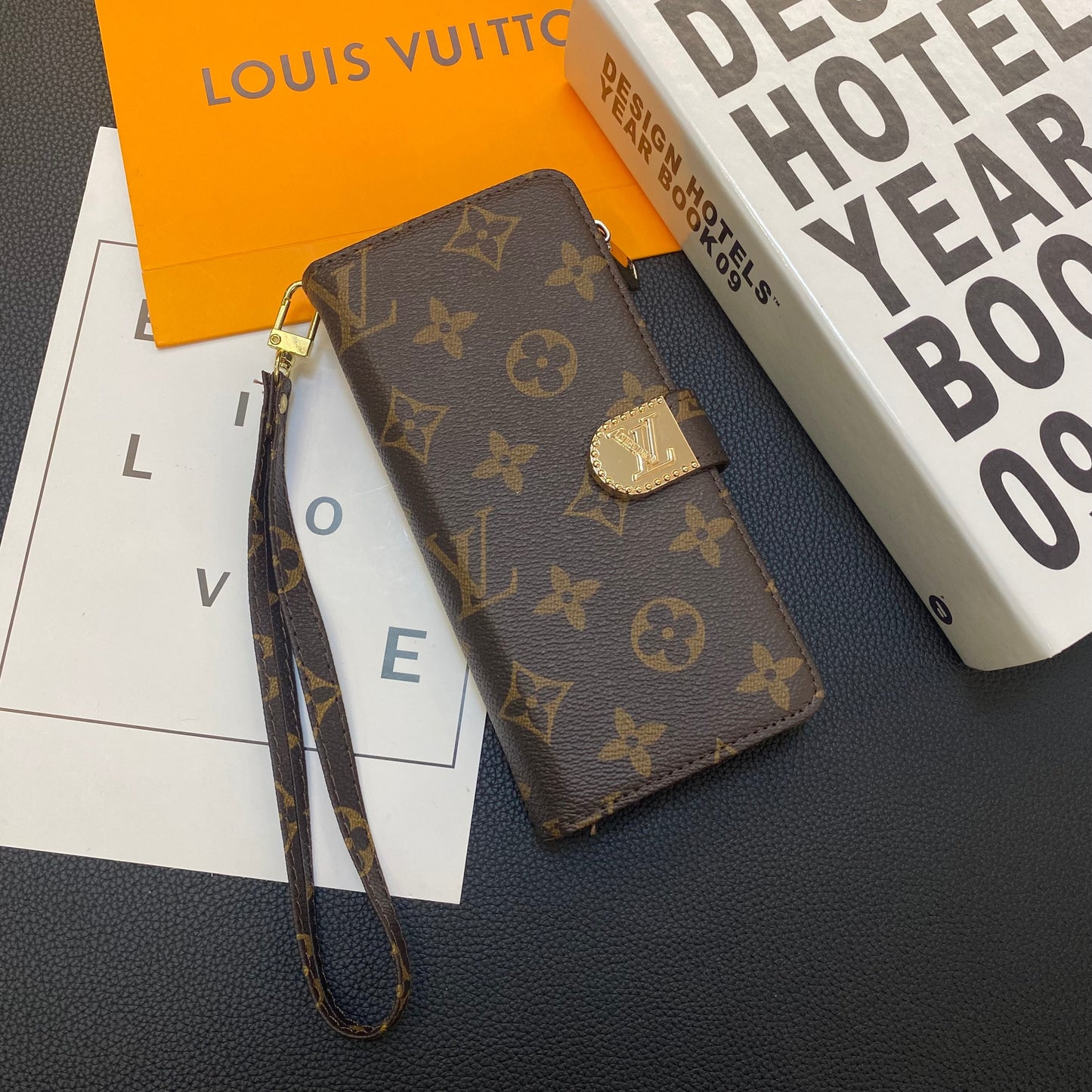 MONOGRAM CANVAS LEATHER WALLET SAMSUNG MOBILE PHONE CASE