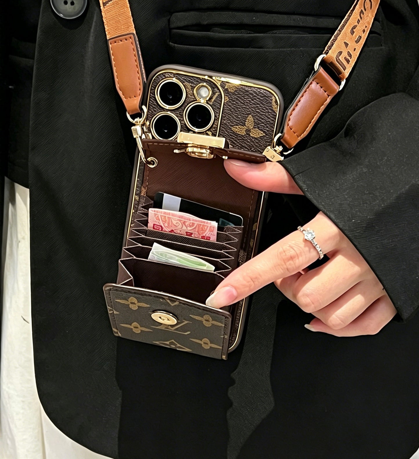 Popular Card Holder And Light Luxury Crossbody IPhone Cases