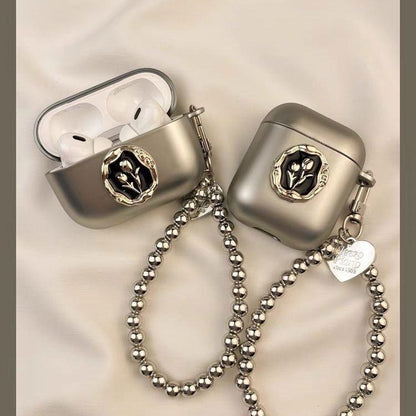 Heart Matte Tulip Airpods Pro Case with Bracelet Keychain Loop