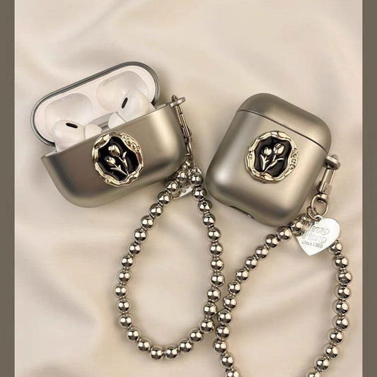 Heart Matte Tulip Airpods Pro Case with Bracelet Keychain Loop
