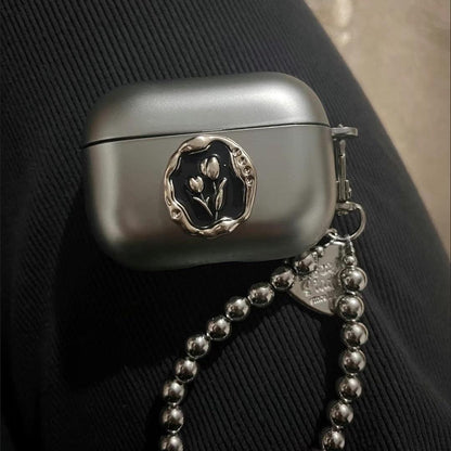 Heart Matte Tulip Airpods Pro Case with Bracelet Keychain Loop