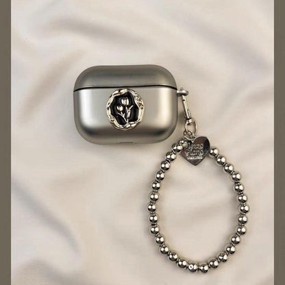 Heart Matte Tulip Airpods Pro Case with Bracelet Keychain Loop
