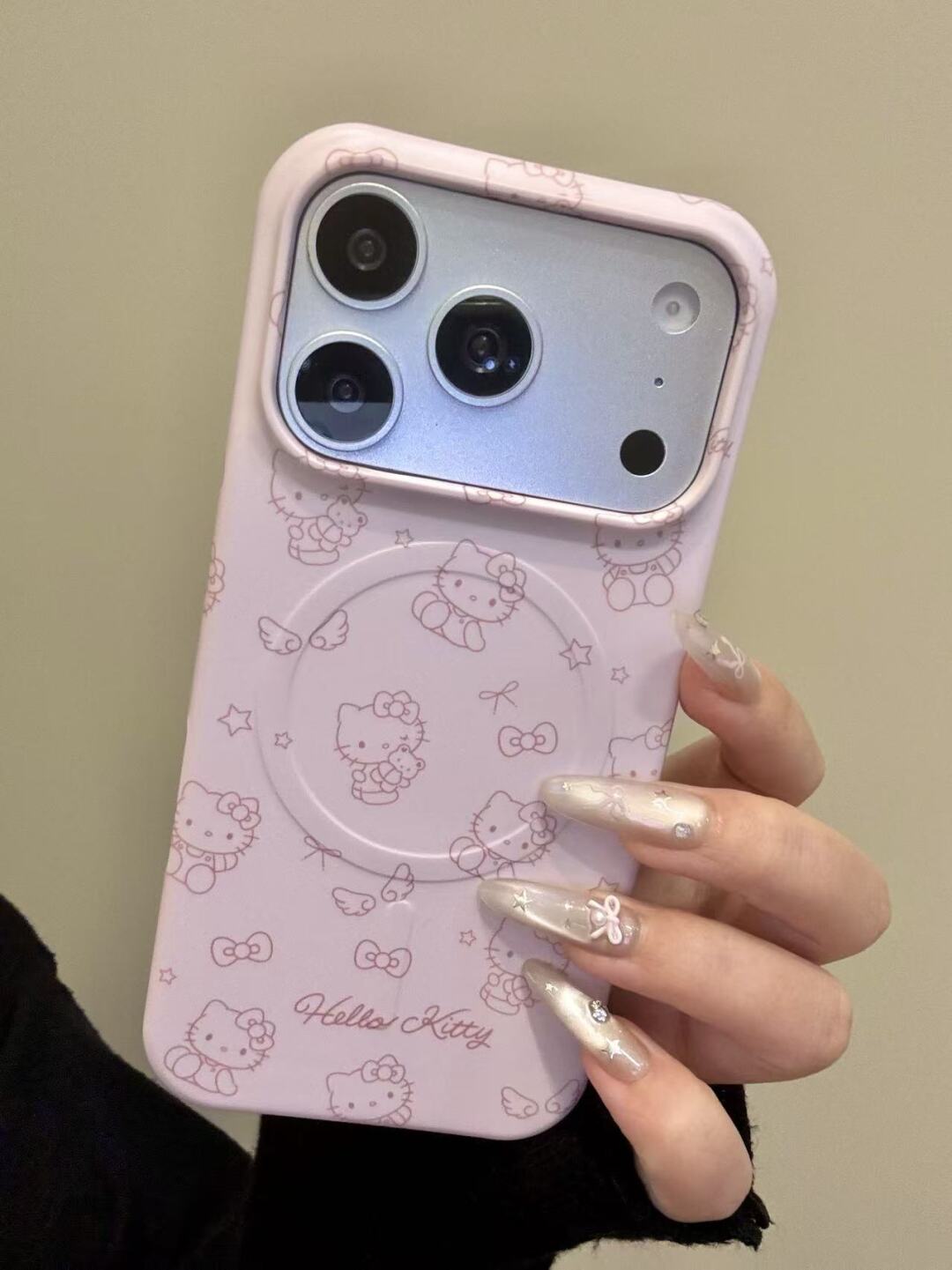 Hellokitty Pink Cute Kawaii MagSafe Case + MagSafe Stand Holder / Phone Grip #0598