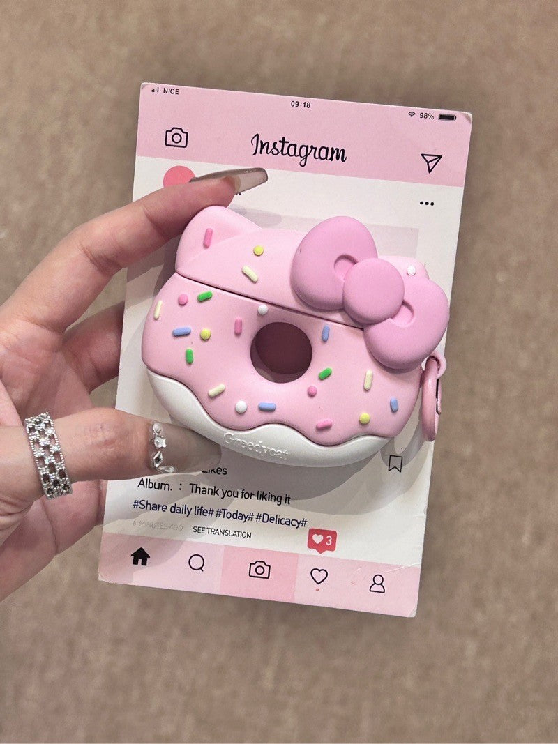 Hellokitty Pink Doughnut Shape Silicone Cute Kawaii AirPods Case #0138