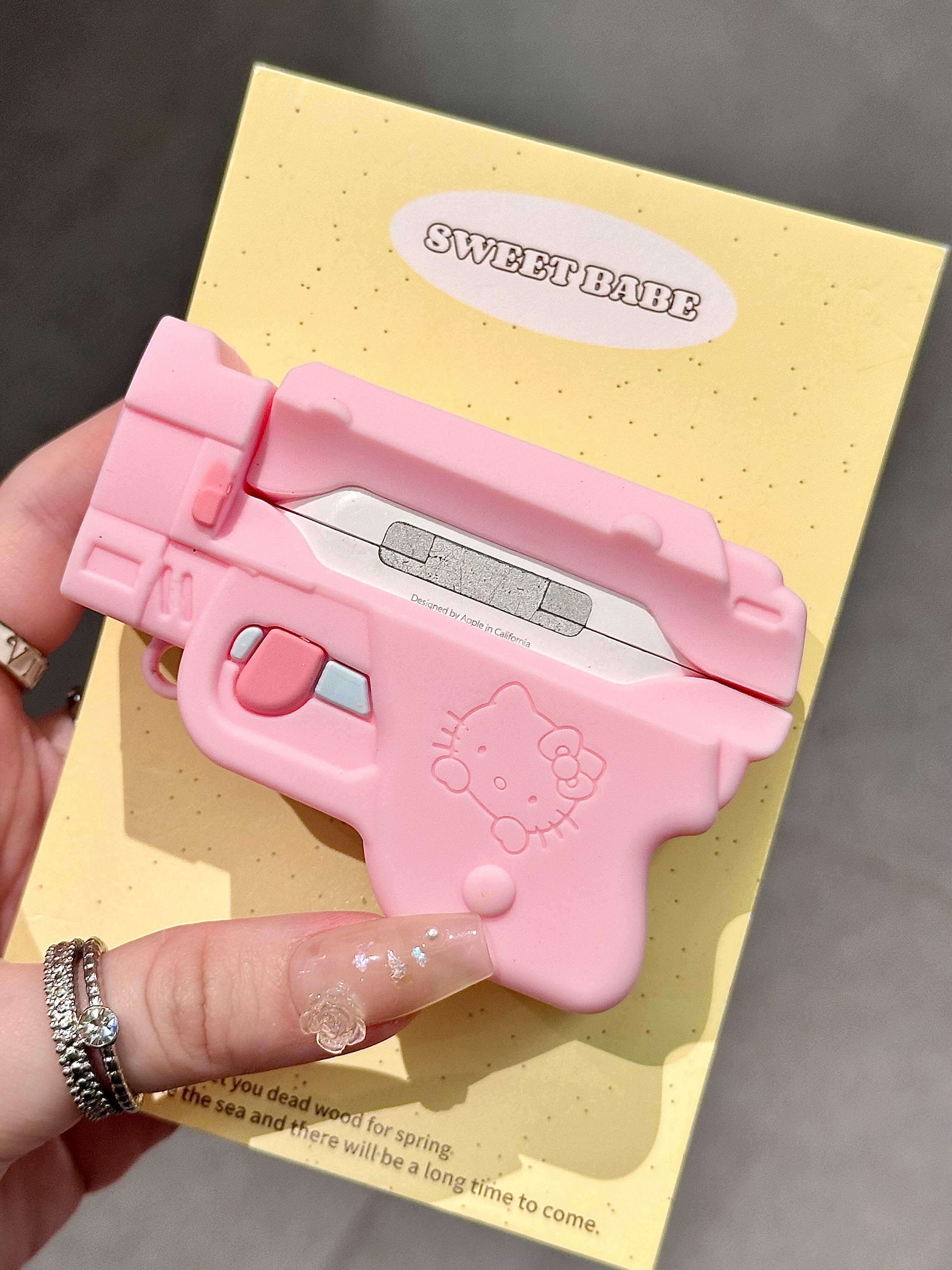 Hellokitty Pink Gun Shape Silicone Cute Kawaii AirPods Case #0155