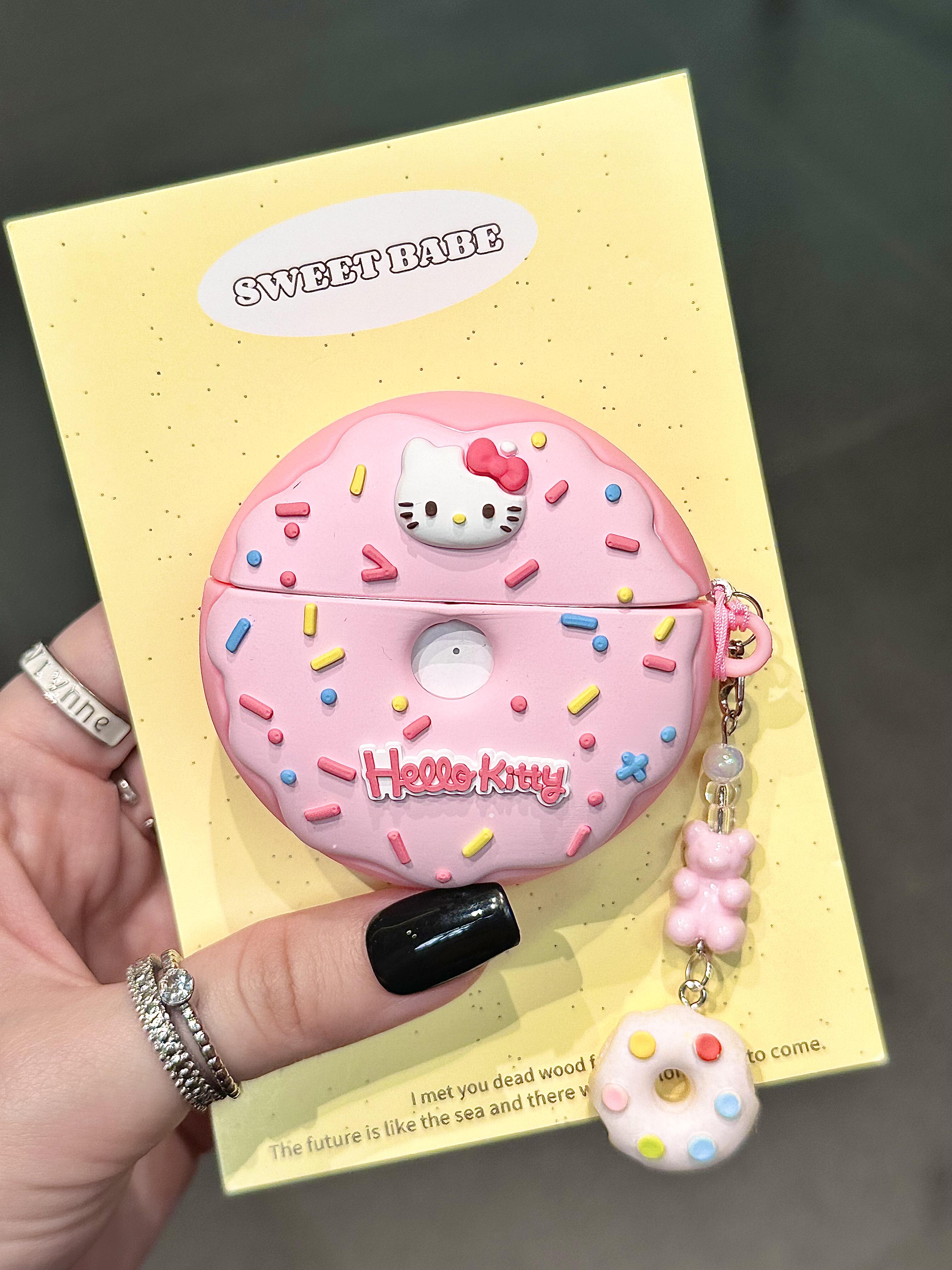 Hellokitty Pink Doughnut Shape Silicone Cute Kawaii AirPods Case #0145