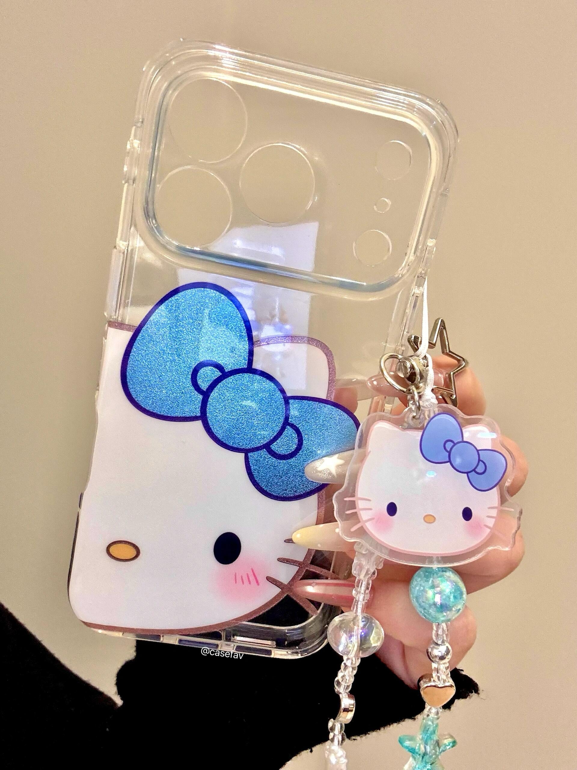 Hellokitty Blue Glitter Bow Cute Kawaii Phone Case #606
