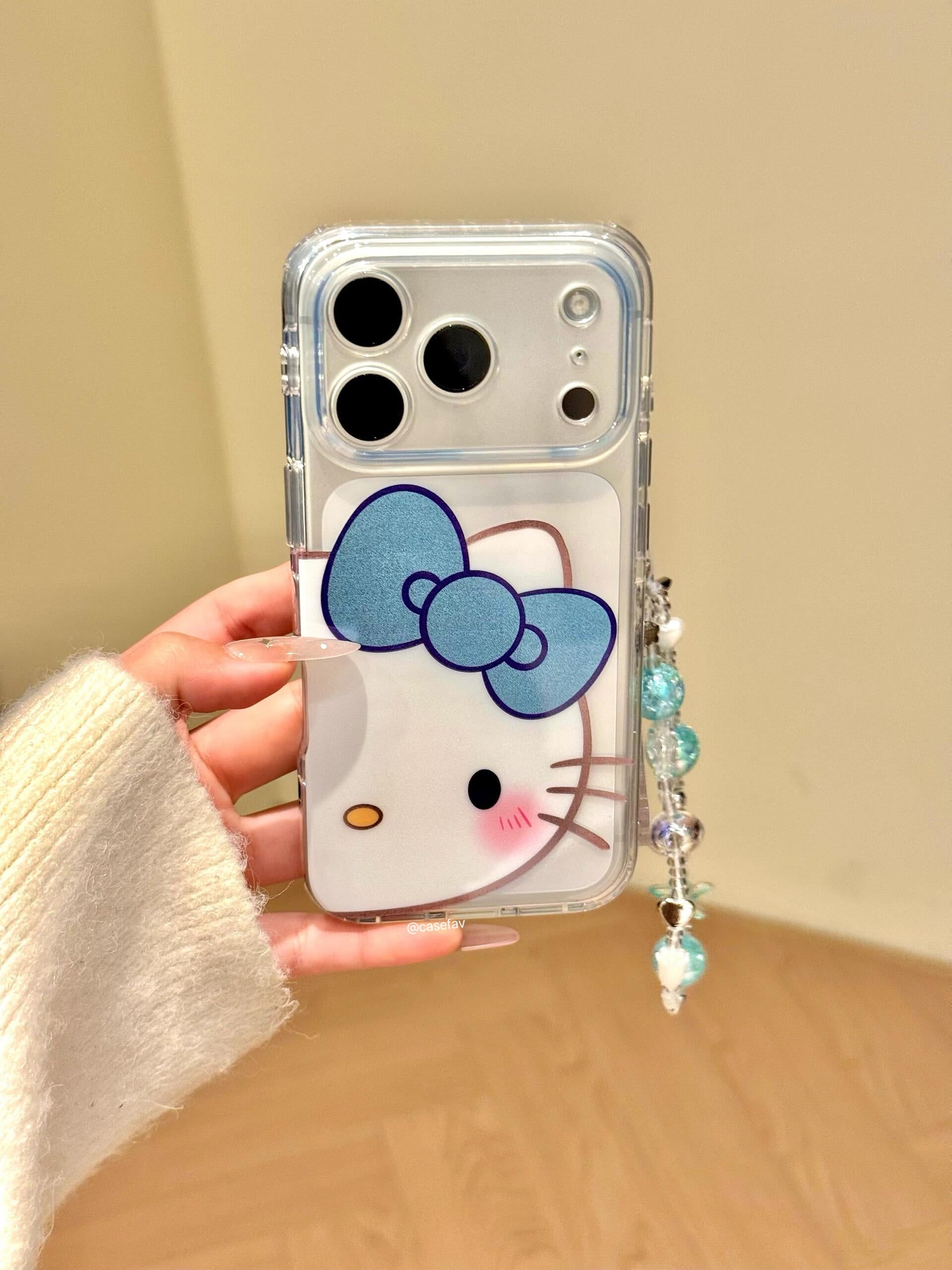 Hellokitty Blue Glitter Bow Cute Kawaii Phone Case #606