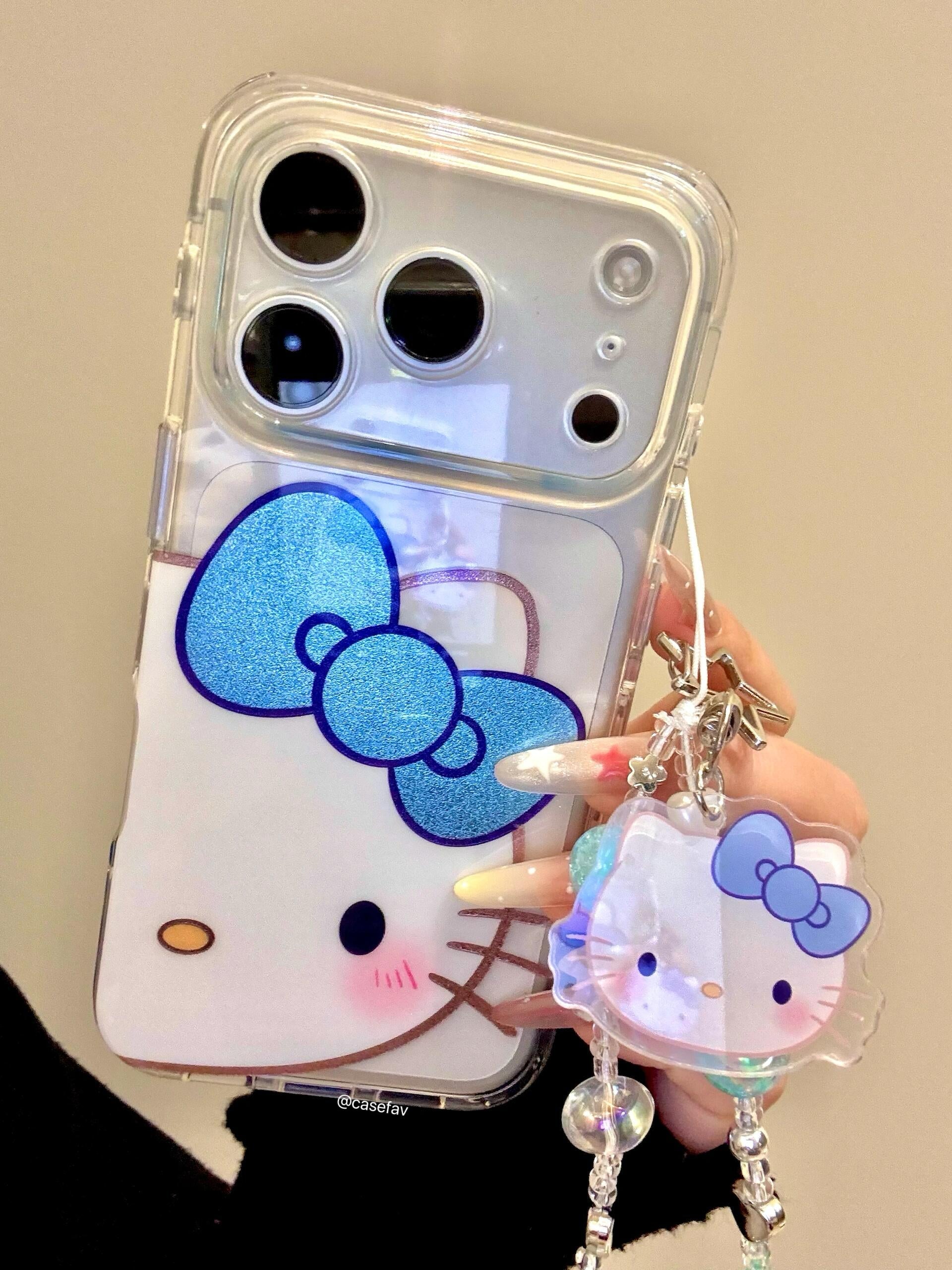 Hellokitty Blue Glitter Bow Cute Kawaii Phone Case #606