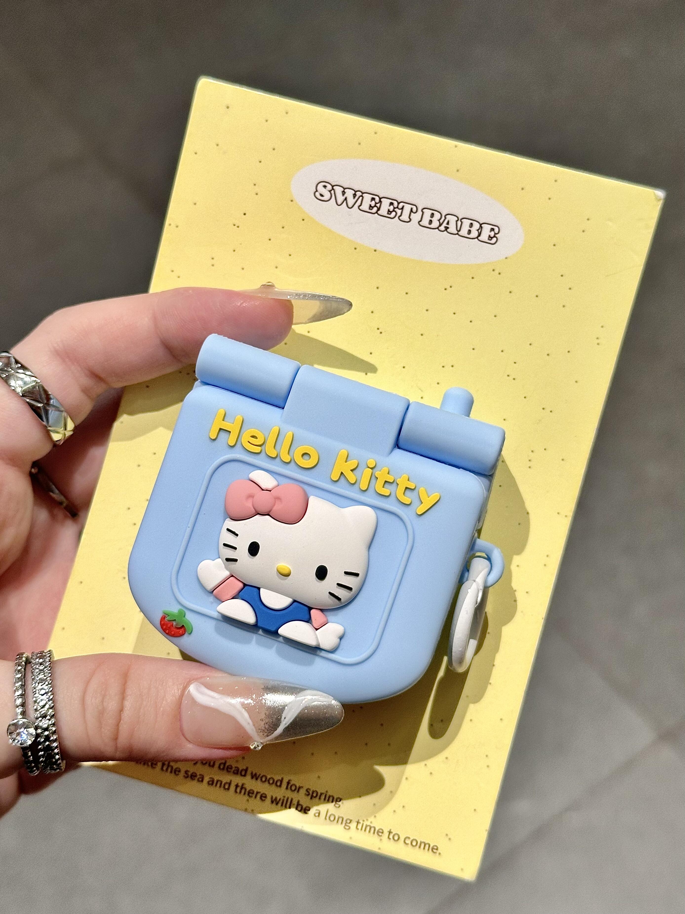 Hellokitty Blue Flip Phone Shape Silicone Cute Kawaii AirPods Case #0162