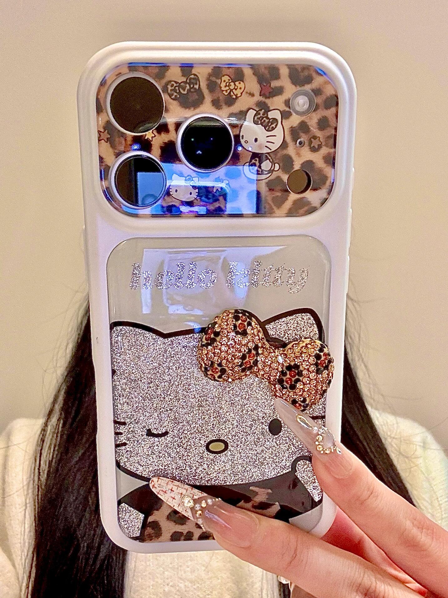 Hellokitty Leopard Print Glitter Cute Kawaii Phone Case #0587