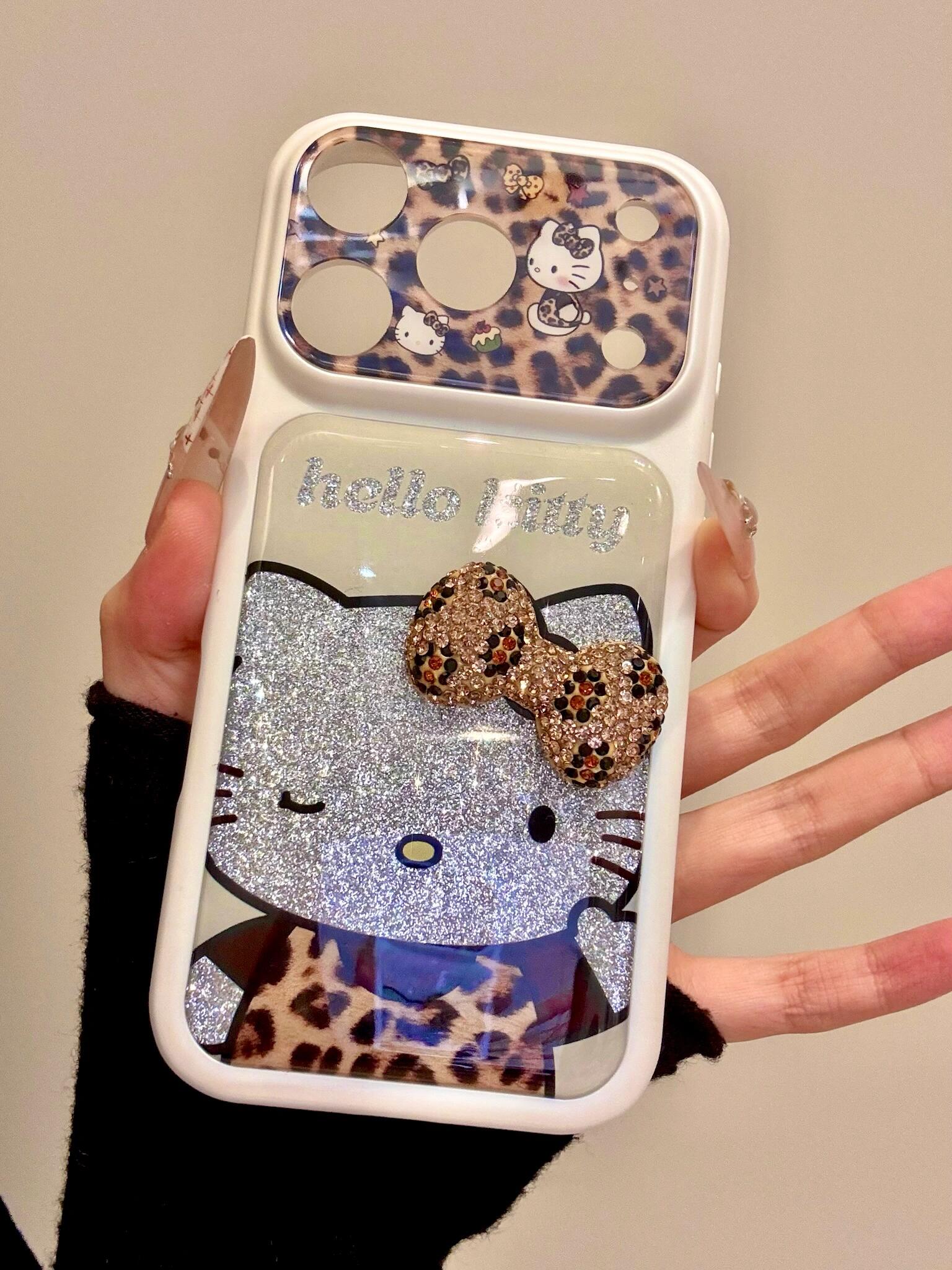 Hellokitty Leopard Print Glitter Cute Kawaii Phone Case #0587