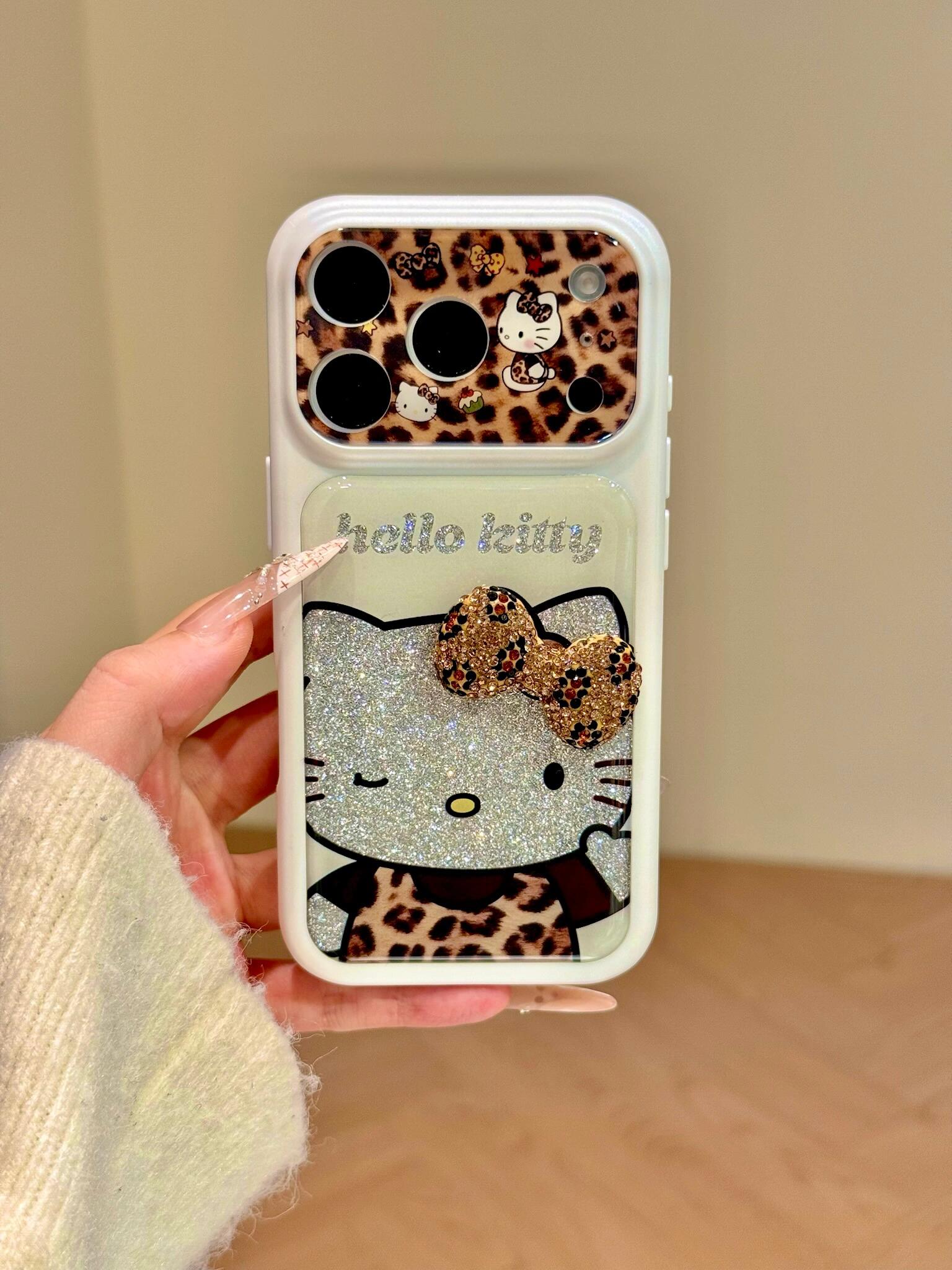 Hellokitty Leopard Print Glitter Cute Kawaii Phone Case #0587