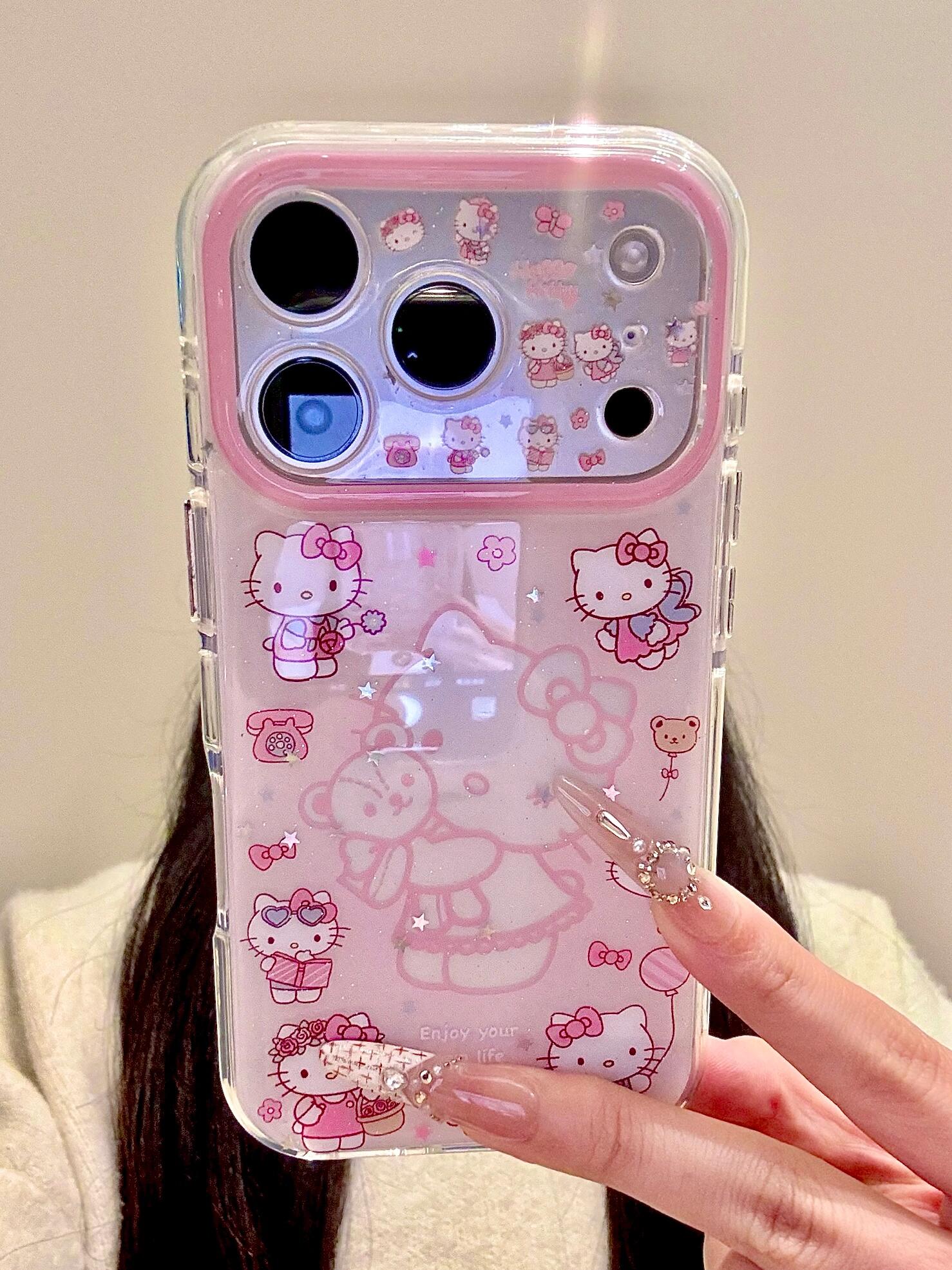 Hellokitty Pink Clear Cute Kawaii Phone Case #0593