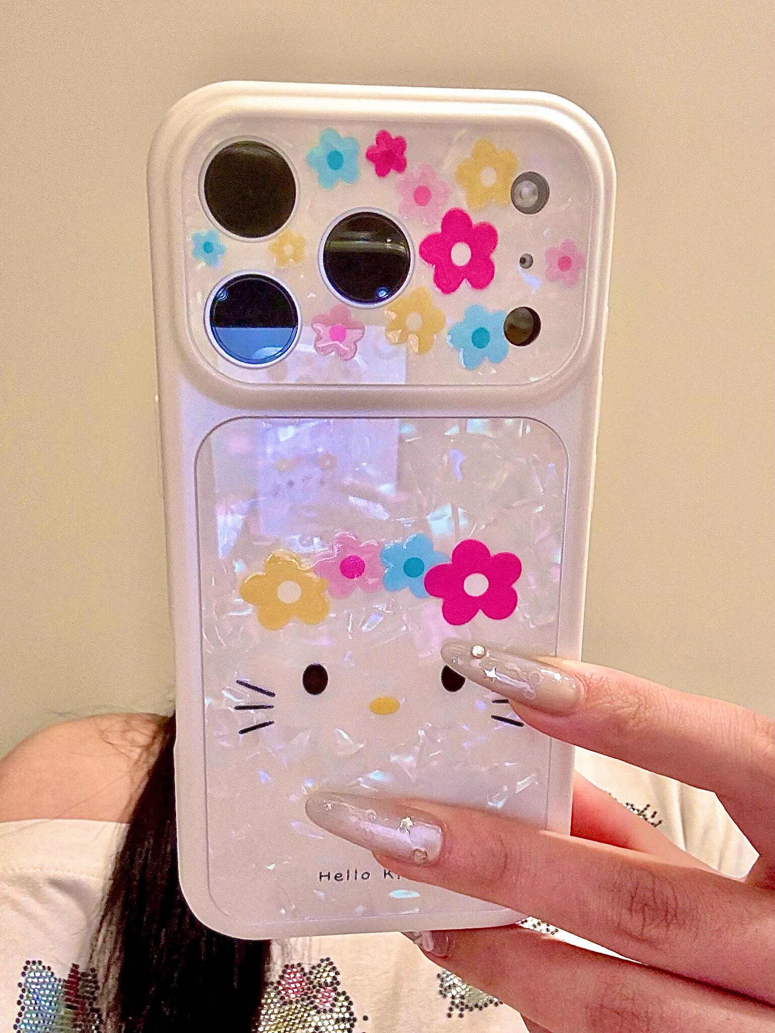 Hellokitty White Shell Texture Floral Cute Kawaii Phone Case #0599