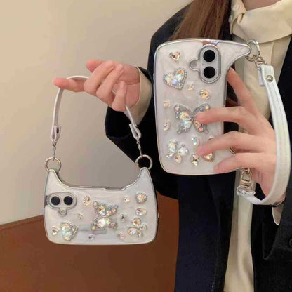 Handbag Bag Gem Diamond Love Butterfly High-end IPhone Case