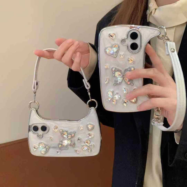 Handbag Bag Gem Diamond Love Butterfly High-end IPhone Case