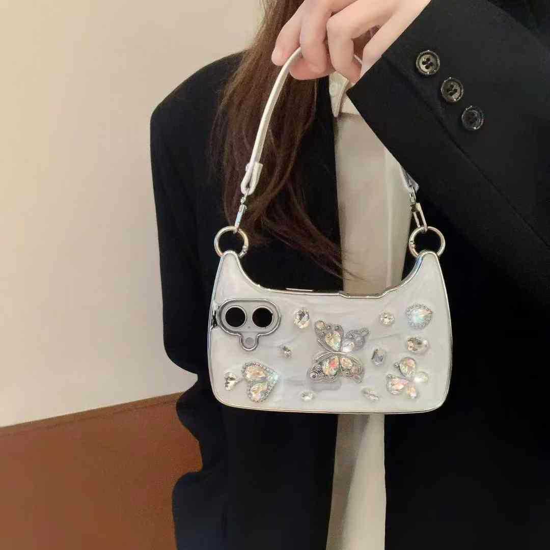 Handbag Bag Gem Diamond Love Butterfly High-end IPhone Case