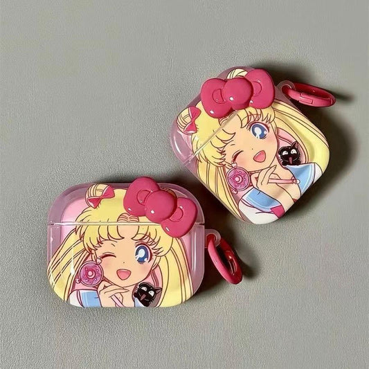Sailor Moon Cute AirPods Case Bow with Keychain Loop