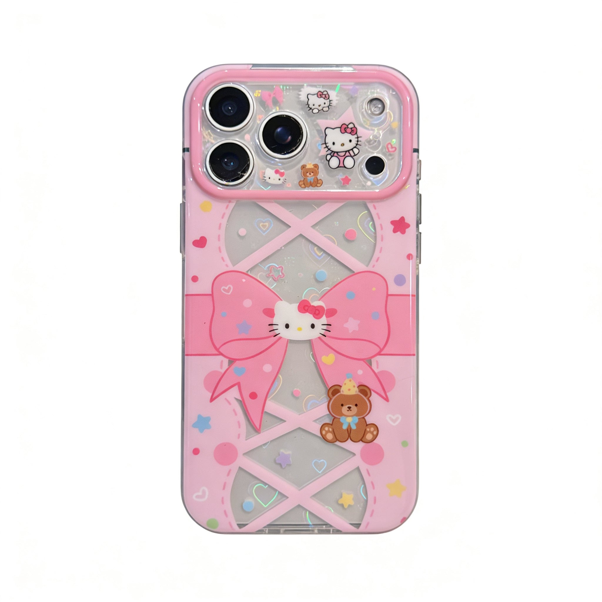 Hellokitty Pink Clear Bow Cute Kawaii Phone Case #0590