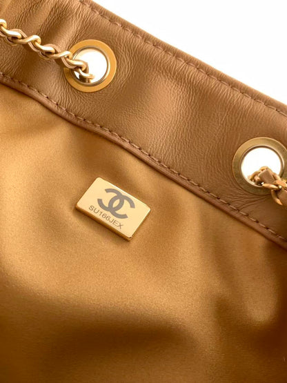 CHANEL 25S HOBO BAG 40 IN BROWN SUEDE WITH GOLD HARDWARE