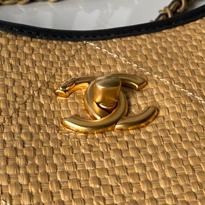 CHANEL 26S MAXI SHOPPING BAG 59 IN BEIGE RAFFIA GOLD HARDWARE